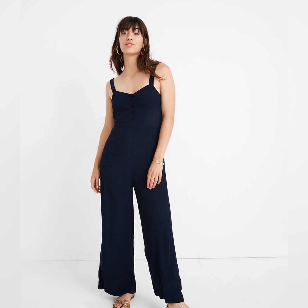 MADEWELL Button-Front Wide-Leg Jumpsuit